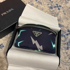 Prada Black and Teal Key Holder